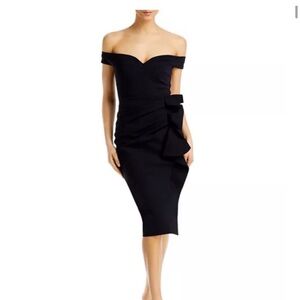 Chiara Boni La Petite Robe Off The Shoulder Black Cocktail Dress Size 50